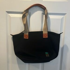 Dooney & Bourke Black Canvas Carryall 28 Tote Bag with Minimalist Design